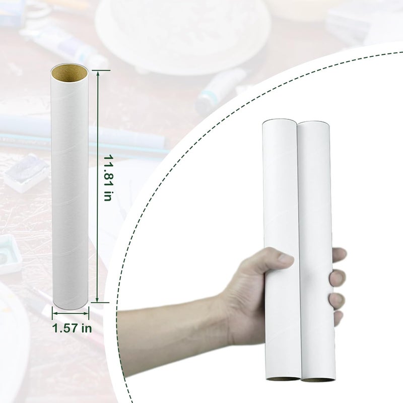 HESESOH 50 Pack Cardboard Tubes for Crafts - 1.57 x 11.81 Inches - White Toilet Paper Empty Rolls Round Thick Tubes Sturdy for Classroom Family Handmade DIY Projects - Image 2